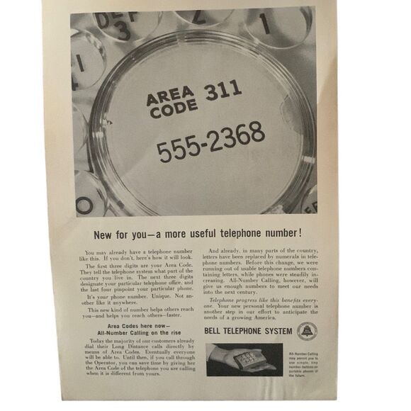 Vintage 1961 Bell Telephone Useful Number Ad Advertisement